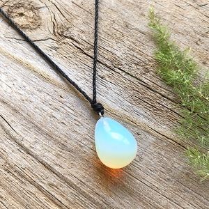 Opalite Round Tear Drop Pendant Necklace/Choker